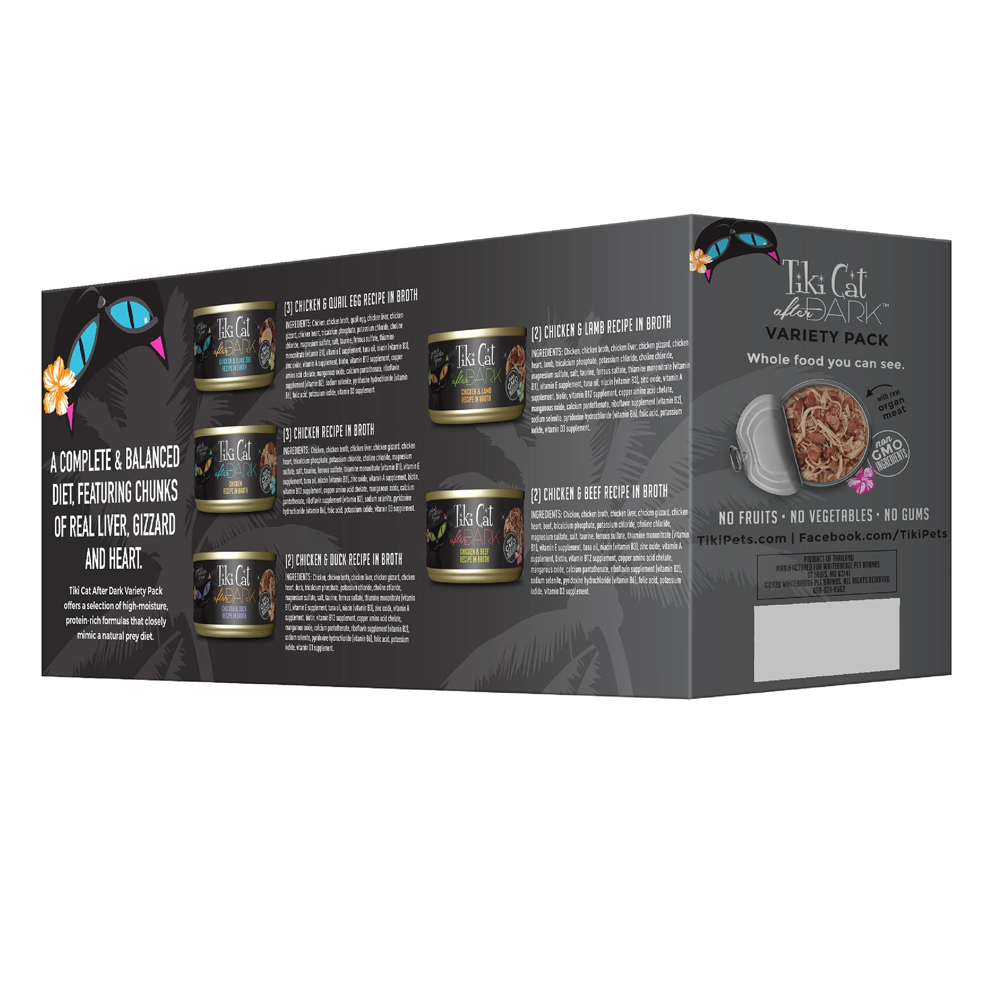 Tiki Cat After Dark Whole Foods Wet Cat Food, Variety Pack, 2.8 oz. Can (12 Count)