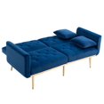 thumbnail image 7 of Velvet Sofa, Accent Sofa with Adjustable Backrest, Armrest, Loveseat Sofa with Rose Gold Metal Feet, Folding Sleeper Sofa Couches for Living Room Bedroom Office, Navy, 7 of 7