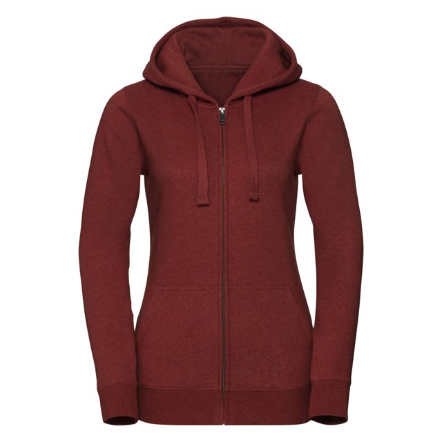 Russell - Sudadera Authentic con Cremallera para Mujer (Burdeos Jaspeado)