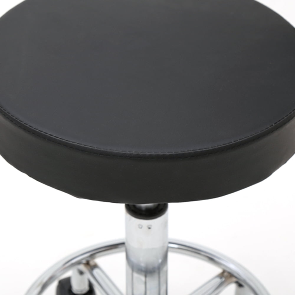 Salon Stool Round Shape Adjustable with Back, Black