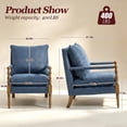thumbnail image 6 of Villeston Chenille Accent Chairs Set of 2, Solid Wood Armrests Armchairs with Comfortable Cushions and Lumbar,Navy Blue, 6 of 8