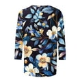 thumbnail image 4 of ALLLIST Tops for Women Summer Crew Neck 3/4 Sleeve T-Shirts Casual Floral Pullover for Ladies, 4 of 5