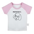thumbnail image 2 of iDzn Protected by Dog Funny T shirt For Baby, Newborn Babies T-shirts, Infant Tops, 0-24M Kids Graphic Tees Clothing (Short Pink Raglan T-shirt, 0-6 Months), 2 of 5