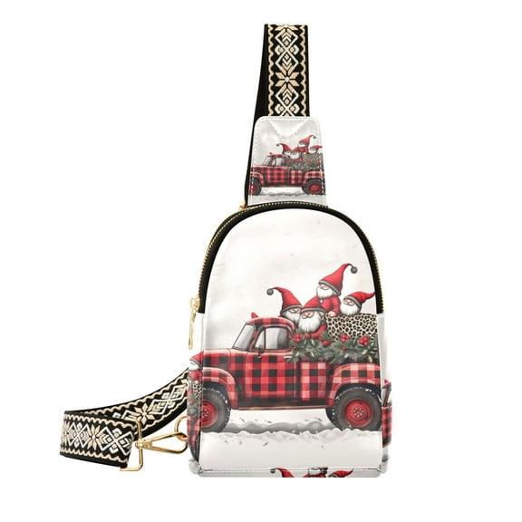 Gnomes Car Trees Christmas Crossbody Bags Backpack Chest Bag Shoulder Bag Waist Bag for Outdoor Travel Hiking Fitness Cycling