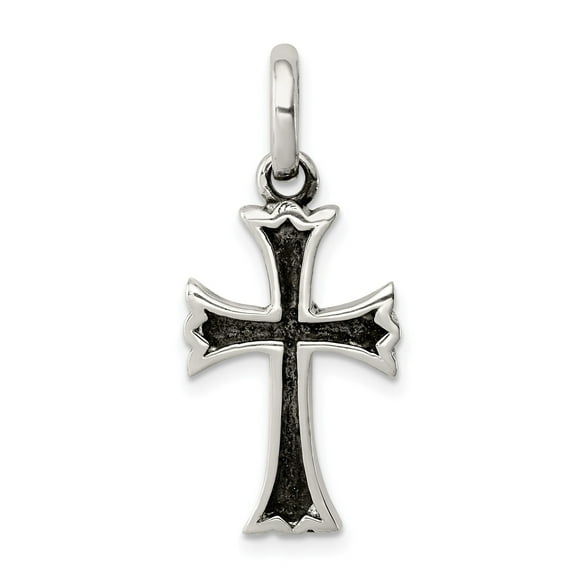 Vintage Sterling Silver Cross Pendant Necklace for Men and Women with Oxidized Texture Gothic Medieval Style Religious Spiritual Jewelry