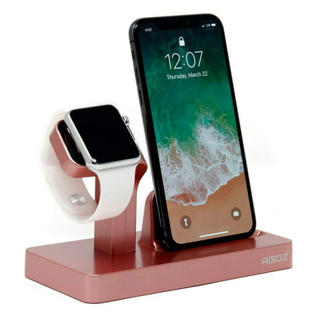 Rose Gold Charging Dock Stand Station Charger Holder For Apple Watch iWatch Series 4 3 2 1, iPhone XS Max /XS/ XR /X,iPhone 8 Plus, iPhone 8, iPhone 7 Plus, iPhone 7, iPhone 6 Plus, iPhone 6 / 6S,5