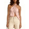 thumbnail image 4 of Argulvti Women’s Satin Halter Tops Summer Fashionable Solid Color Backless Split Hem Going Out Vest, 4 of 7