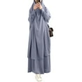 thumbnail image 3 of Baqcunre Sweatpants Women Women'S Muslim Robe Abaya Arab Kaftan Robe Hooded Two-Piece Muslim Robe Soft Top Skirt Set Lounge Sets For Women Womens Pants Grey One Size, 3 of 5