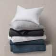 thumbnail image 7 of EVERGRACE Cotton Sateen Quilt Set King Size, Pre-Washed Cotton Channel Stitch Coverlet Bedspread, 3 Pieces Lightweight Soft Bedding Sets for All Season, with 2 Pillow Shams, Washed Black, 7 of 7