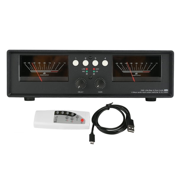 Caja conmutadora divisora de Audio, 4 vías, compatible con trabajo simultáneo, Selector de caja de interruptor de Audio estéreo para ordenador portátil, retroiluminación negra VoborMX herramienta