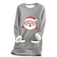 thumbnail image 1 of WEAIXIMIUNG Chandails en Molleton pour Femmes Sans Capuche Manches Longues Col Rond Poche Rembourré Pull Chaud, 1 of 5