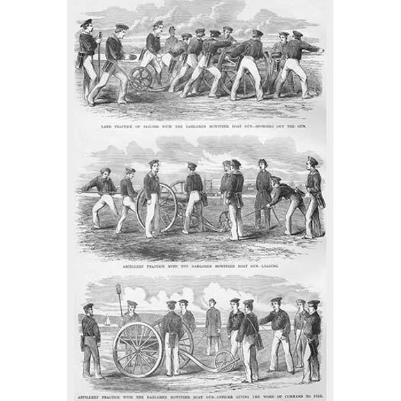 Artillery Practice for Sailors with Dahlgren's Boat Howitzer-Fine Art Canvas Print (20" x 30")