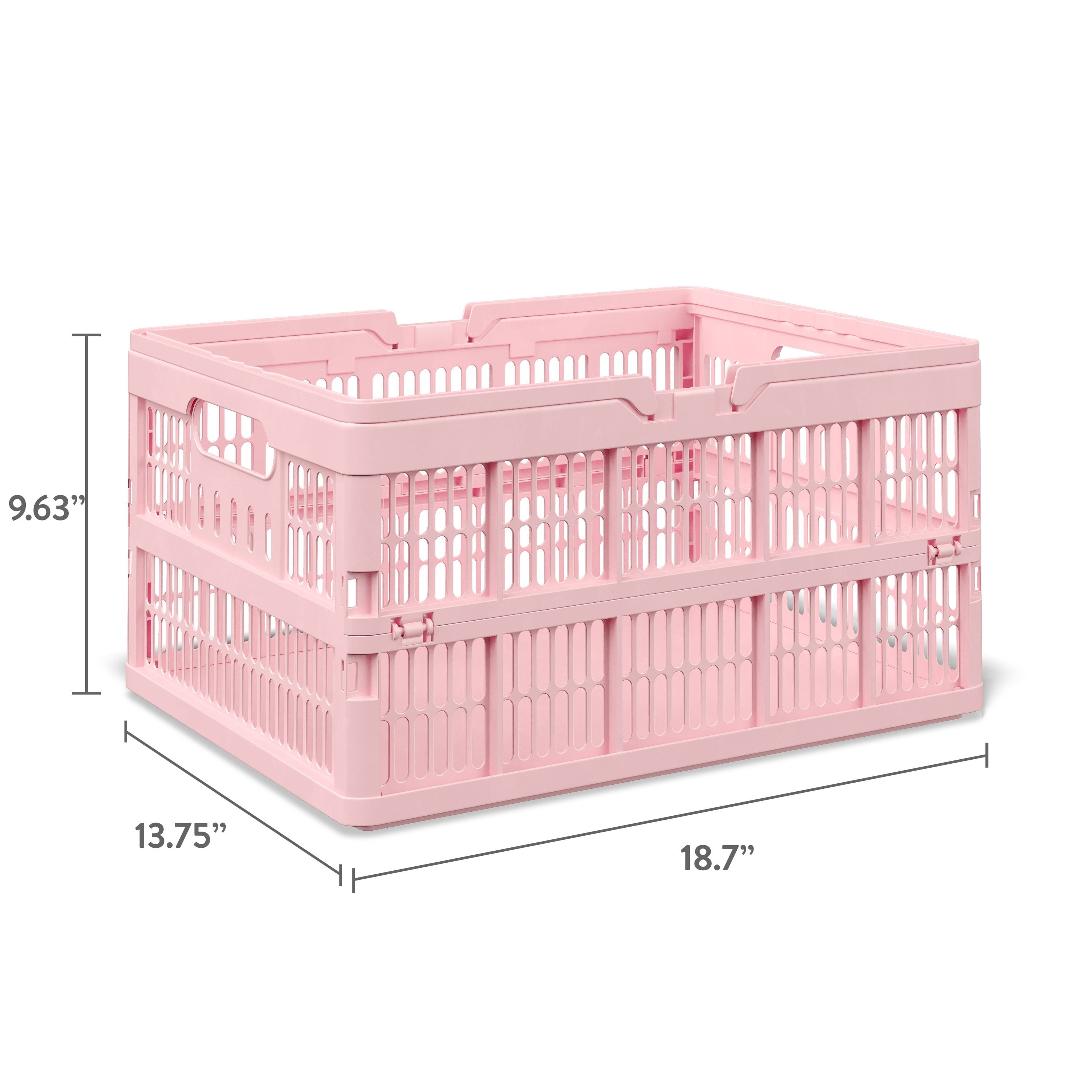 Mainstays Kids Large Pink Collapsible Storage Basket with Handles