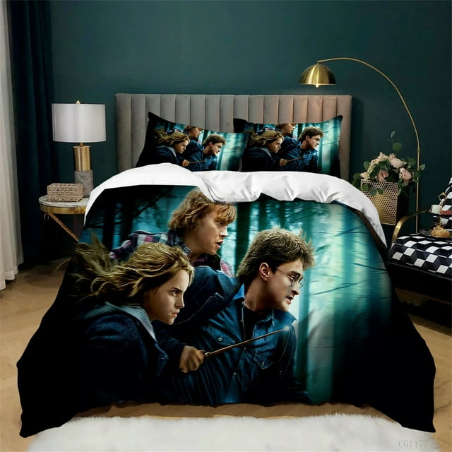 Ensemble de Lit Grand Size 3 Pcs - Literie Super Douce pour Enfants, Résistant à la Décoloration, Microfibre, Décoration Classique de Chambre, Harry Potter
