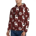 thumbnail image 3 of Wukai Plaid Reindeer Snowflakes Print Men Hoodies Fleece Sweatshirts Long Sleeve Sweaters Pullover Fall Outfits Winter Clothes-XX-Large, 3 of 7
