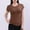 Coffee, variant on Women Crew Neck Batwing Short Sleeve Elastic Solid Top Loose Cutting for Relaxed Indoor Wear