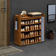 Shoe Rack, Shoe Storage Cabinet, 5 Tier Free Standing Bamboo Wood Narrow Shoe Cabinet for Closet, Hallway, Living Room (Brown)
