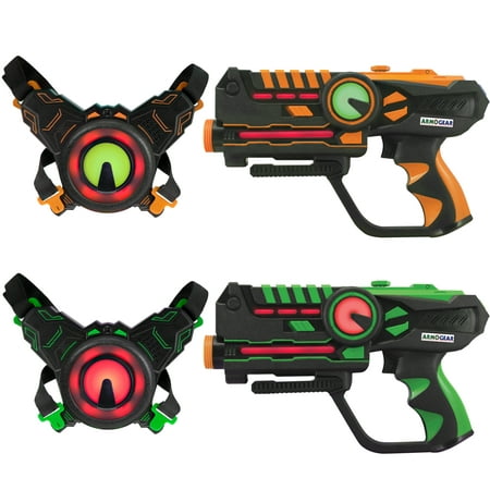 Infrared Laser Tag Guns and Vests - Laser Battle Game - Pack Set of 2 - Infrared 0.9mW Green &