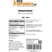 BulkSupplements Turmeric Extract Powder - 1g per Serving - 500 Grams (1.1 lbs) - 500 Servings