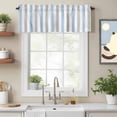 thumbnail image 2 of Light Blue Grey Stripe Kitchen Curtain Valances for Windows Farmhouse Short Curtains, Modern Farmhouse Vertical Striped Rod Pocket Valance Curtain for Bedroom Cafe Living Room 42"x12", 2 of 8