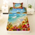thumbnail image 3 of jejeloiu Tropical Beach Floral Twin Sheets,Hibiscus Print Bedding For Boys,Multicolor,3 Pieces,1 Fitted Sheet and 1 Pillowcase, 3 of 6