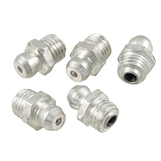 Plateado M8 X 1mm Rosca Macho Boquilla de Engrasador Recto Zerk 5Pcs