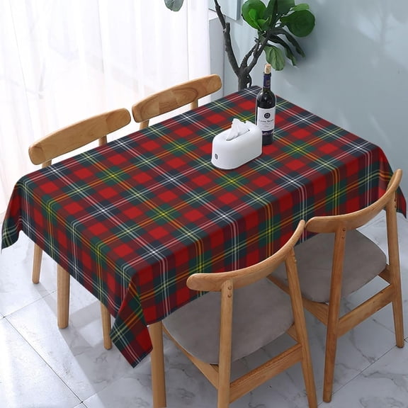 Rectangular Tablecloth – Waterproof, Wrinkle-Free, Decorative Table Cover for Dining Room, Parties, Picnics, and Outdoor Use, Navy Blue and Red Plaid Clan Foster Tartan (60" X 84")