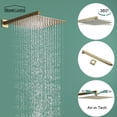 thumbnail image 6 of Boyel Living 12 in. Shower System Rainfall Shower Head with Handheld Shower Head 1-Spray Bathtub Faucet Set for Bathroom Wall Mount Shower Faucet in Brushed Gold (Valve Included), 6 of 10