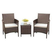 Patio Chairs Set of 2 Outdoor Front Porch Furniture Bistro Set 3 Piece Wicker Patio Chairs Balcony Furniture for Backyard Patio Balcony Lawn Pool (Brown)