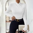 thumbnail image 4 of Long Sleeve Shirts for Women Fitted Shirts Draped Tops Fall Outfits Teacher Outfits Work Blouse Y2k Cute Tops for Women Business Professional Tops Fall Tops, 4 of 4