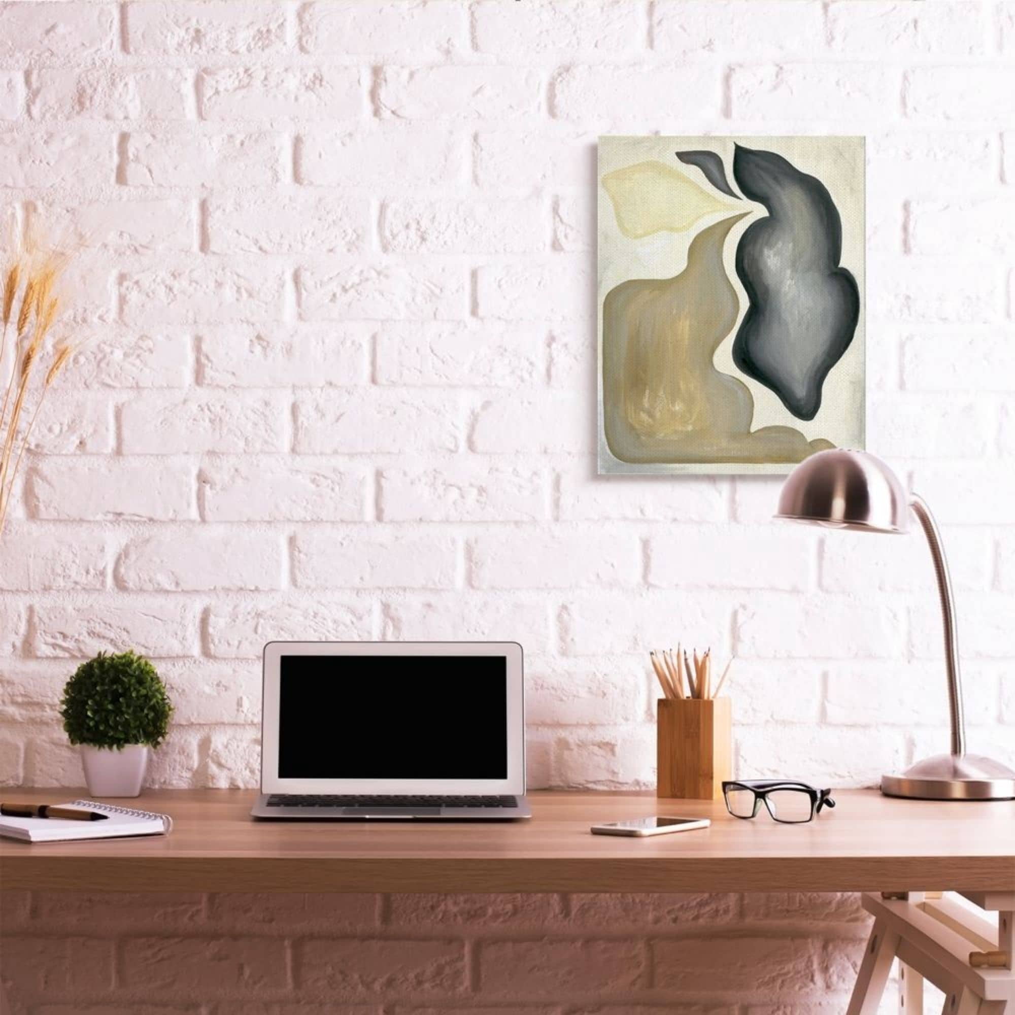 Stupell Industries Fluid Shape Composition Abstract Design Brown Black Design by Daphne Polselli, 24" x 30"