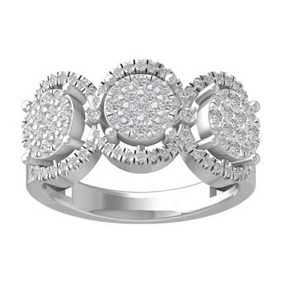 Araiya Fine Jewelry 10K White Gold Diamond Composite Cluster Engagement Ring (3/4 cttw, I-J Color, I2-I3 Clarity) Size 8.5