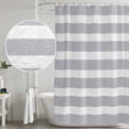 thumbnail image 4 of Polyester Fabric Grey Stripe Shower Curtain, Modern Simple Geometric White Striped Waterproof Bathtub Curtain Bathroom Decor Set with Hooks 72 x 78 Inches, 4 of 6
