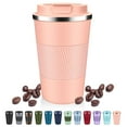 thumbnail image 5 of FORHVIPS Coffee Tumbler, 13oz Double Wall Vacuum Stainless Steel Vacuum Coffee Cup with Leakproof Lid and Non-Slip Sleeve, Reusable Thermal Coffee Cup to go for Keep Hot/Ice Coffee, Pink, 5 of 7
