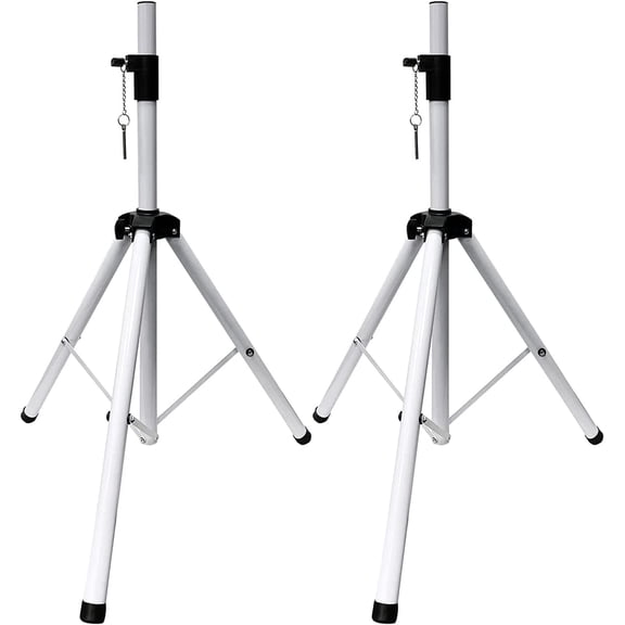 5Core Speaker Stand Tripod Tall Adjustable 72 Inch DJ Pole Mount Studio Monitor Stands WHITE 2 PK