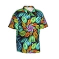 thumbnail image 3 of Xecao Hippie Style print Hawaiian shirt - a stylish short-sleeve button-down for men, perfect for casual beach and tropical outings., 3 of 9