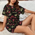 thumbnail image 4 of Fotbe Red Chili Print Pajama Set for Women 2 Piece Loungewear Short Sleeve Tops and Shorts Set Soft Sleepwear-Medium, 4 of 7