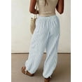 thumbnail image 3 of DOKOTOO Womens Drawstring Striped Pants Loose Elastic Waist Wide Leg Pants Trousers Casual Comfy Lounge Pants Trousers with Pockets, 3 of 7