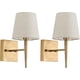 thumbnail image 1 of Aplique de pared moderno de mediados de siglo con pantalla de tela beige | Aplique de pared interior dorado antiguo con 1 luz | Aplique de pared para tocador de baño y pasillo,1, 1 of 2
