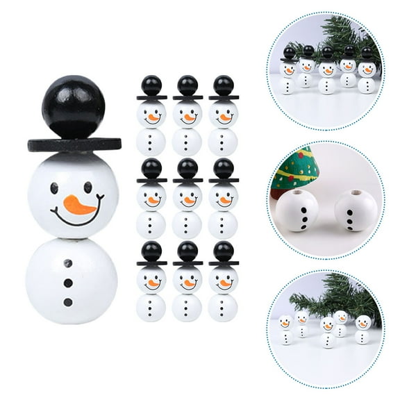 Uonlytech 40Pcs Assorted Color Wooden Snowman Shaped Beads for DIY Making and Christmas Decoration