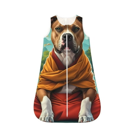 

Fotbe Meditating French Bulldog Pattern Sleep Sack - Baby Wearable Blanket with Zipper Extra Soft Cotton Sleeveless Sleeping Bag for Infants-X-Large