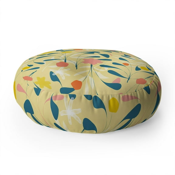Society6 Mirimo Spring Sprouts Yellow Round Floor Pillow