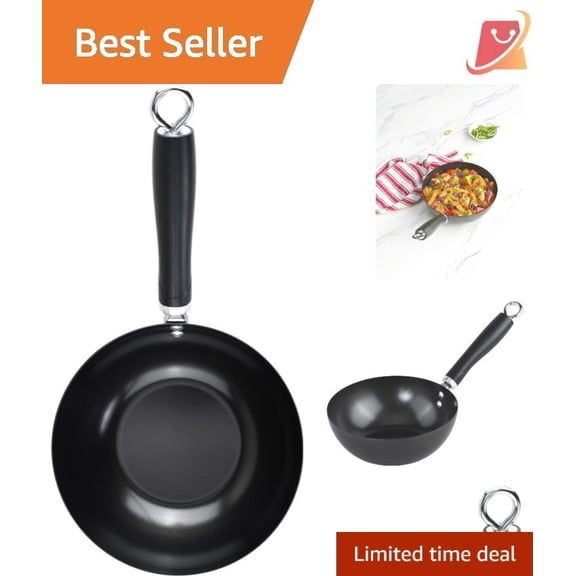 Nonstick Wok 8-Inch Carbon Steel Small Stir Fry Pan Sautéing Kitchen Tool