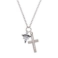 thumbnail image 2 of Delight Jewelry Silvertone Caduceus - PT Be Strong and Courageous Engraved Cross Zoey Necklace, 28", 2 of 4