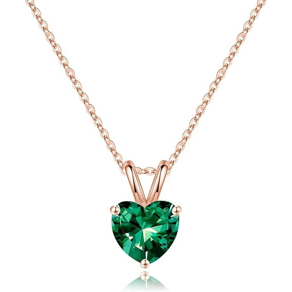 Divine Creation 2.20 Ct Heart Cut Green Emerald Womens Pendant 14K Rose Gold Plated 925 Sterling Silver