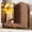 Brown, variant on PakaLife 70.9" Arched Armoire Wardrobe Closet, Mid-Century Modern 2 Fluted Doors, Clothing Storage Cabinet with Hanging Rod, LED Light and 1 Drawers, for Bedroom,White
