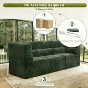 89.76 Modular Sectional Sofa, No Assembly Required Cloud Couch with Deep Seat, Modern Boneless Floor Sofa, Comfy Oversized Bean Bag Couch for Living Room, Bedroom, Apartment Green
