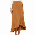 thumbnail image 3 of Women's Asymmetrical Ruched Drawstring Skirt with Ruffled, 3 of 9