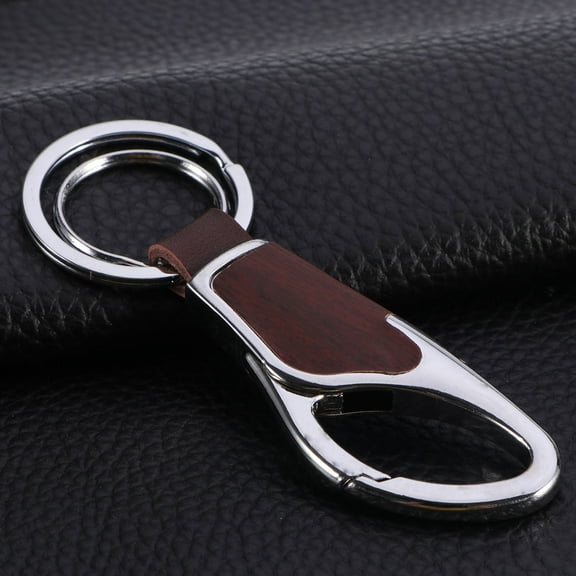 Soimiss Brown Genuine Keychain with Metal Ring for Durable Key Organization