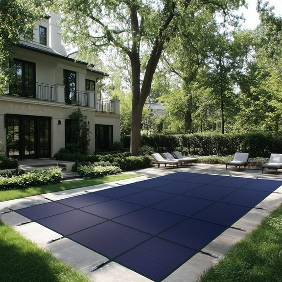 AMGO 16' x 32' Rectangle Blue Winter Pool Cover - Safety Heavy Duty, Waterproof, UV Resistant Design with Easy Installation - (We Make Custom Size)